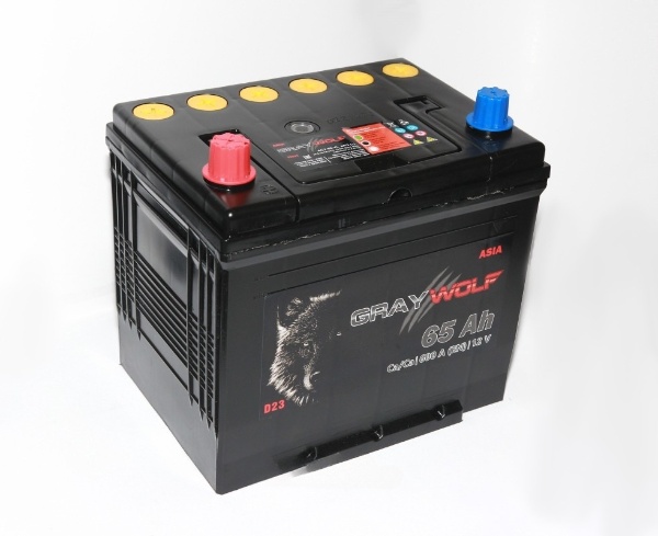 Батарея аккумуляторная GRAYWOLF 65А/ч 600А прямая полярн. выносные (Азия) клеммы