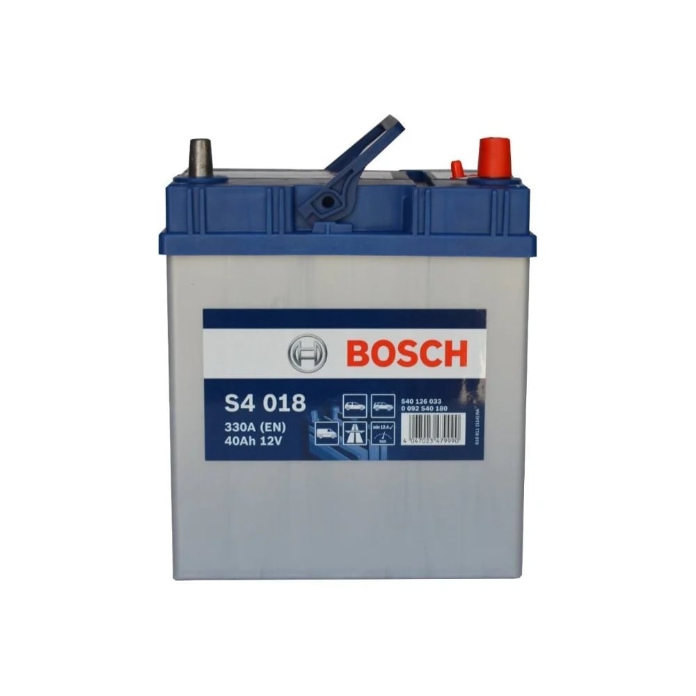 Батарея аккумуляторная Bosch 0092S40180 40А/ч 330А обратная полярн. тонкие вынос. (Азия) клеммы