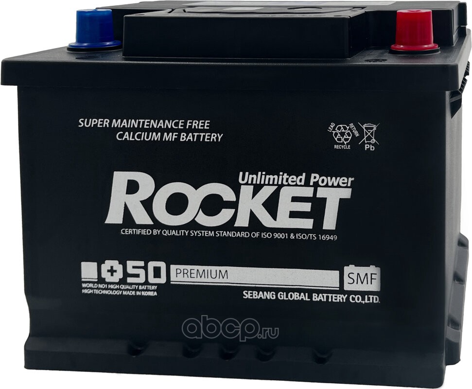 Батарея аккумуляторная ROCKET SMF65LL2 65А/ч 680А обратная полярн. стандартные (Европа) клеммы