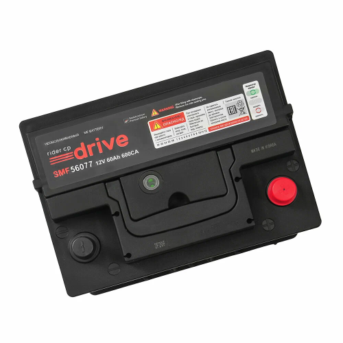 Аккумулятор RIDER, 60 Ah, 600 А, низкий корпус, обратная полярность