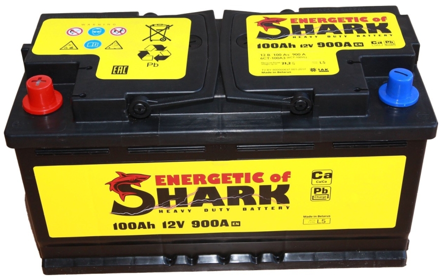 Батарея аккумуляторная ENERGETIC of SHARK ES1003L 100А/ч 900А прямая полярн. стандартные (Европа) клеммы