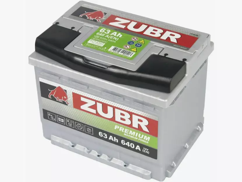 АККУМУЛЯТОР АВТОМОБИЛЬНЫЙ ZUBR PREMIUM 63 AH 640 A ПРЯМ.