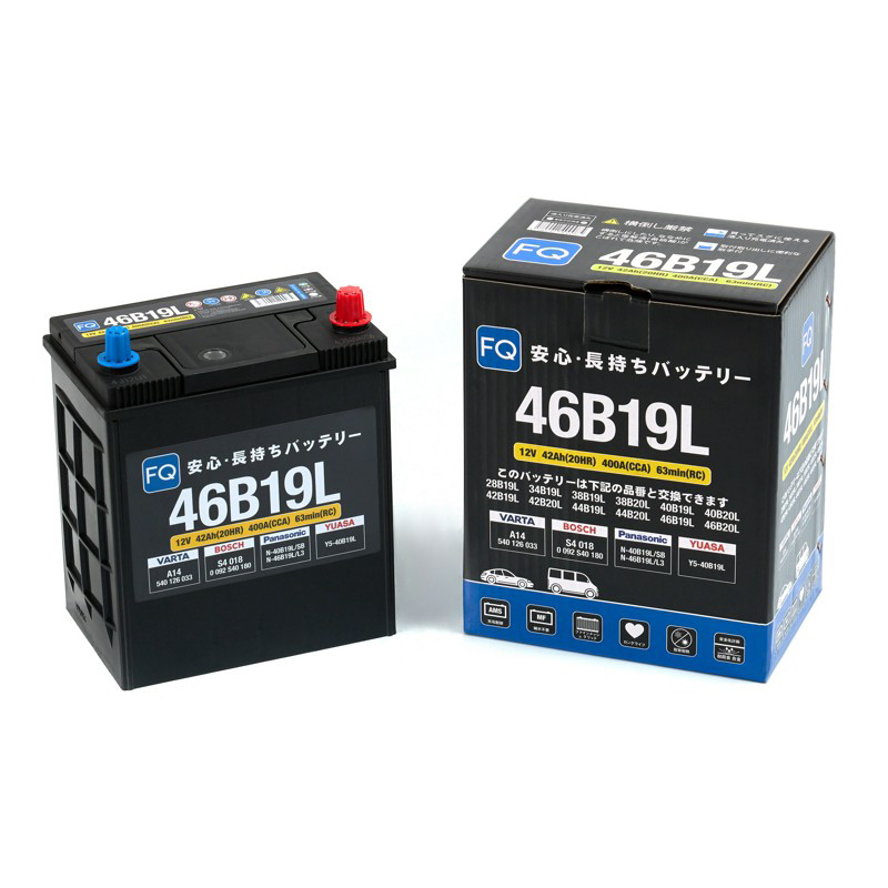 Батарея аккумуляторная FQ 46B19L 42А/ч 400А 12В обратная полярн. выносные (Азия) клеммы